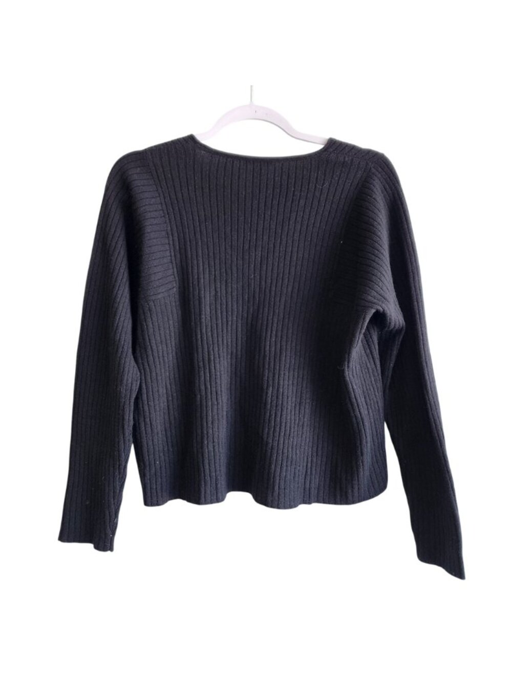 Eileen Fisher Italian Cashmere Ribbed V-Neck Sweater Black Size XS Romania New - Picture 4 of 6